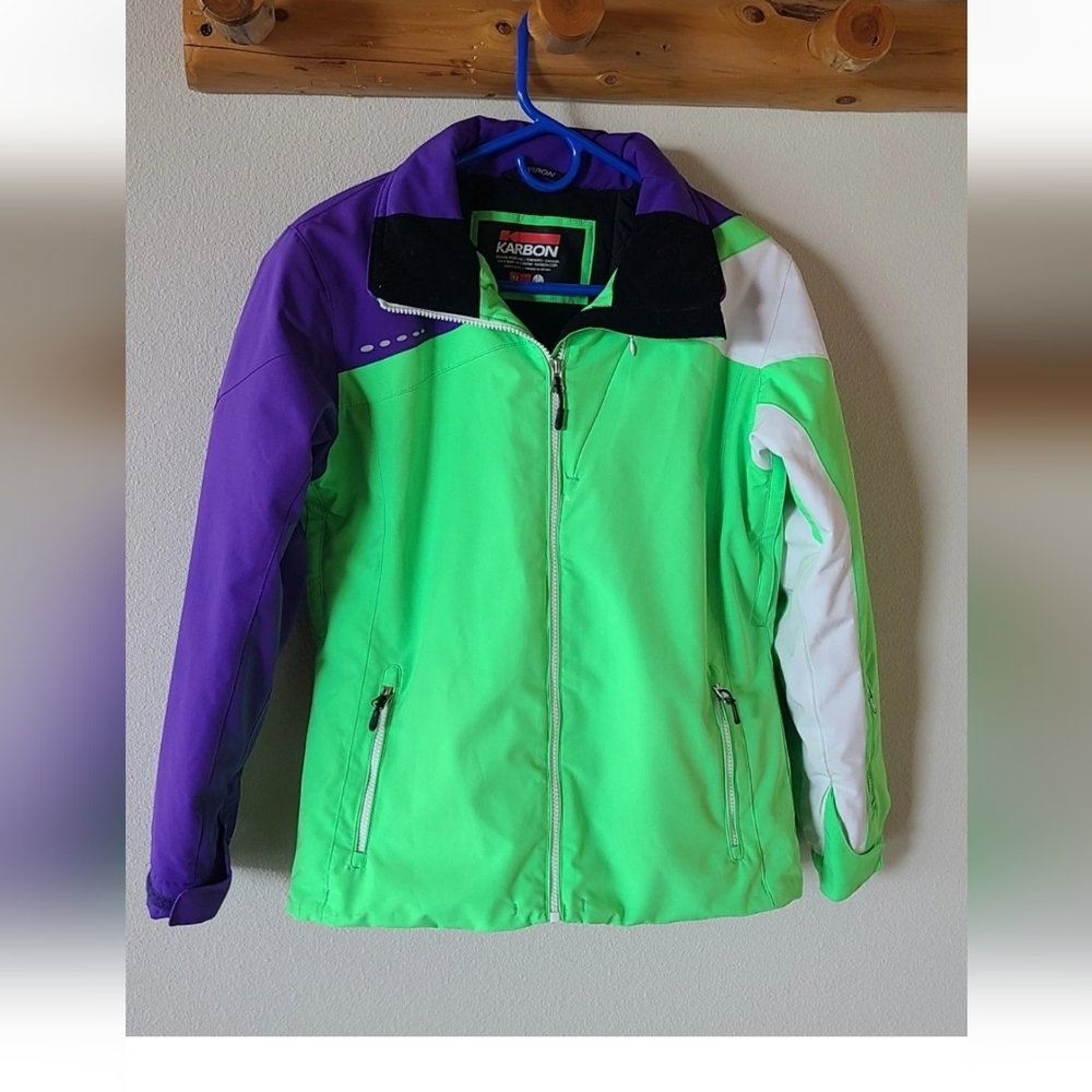 Karbon Women’s Ski & Snowboard Jacket Size 14 (fits medium) Neon Green Purple